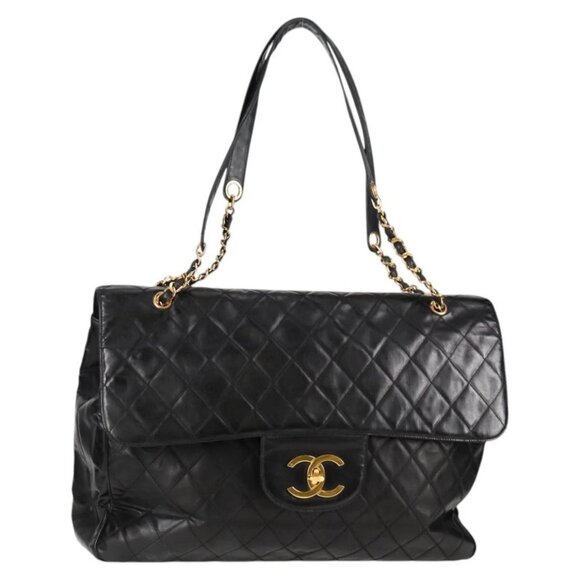 CHANEL Big Matelasse 45 Chain Bag Patent leather Black Gold - Picture 1 of 16